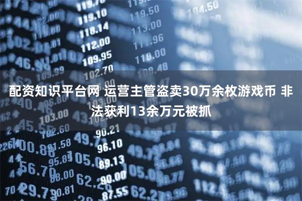 配资知识平台网 运营主管盗卖30万余枚游戏币 非法获利13余万元被抓